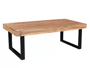 Couchtisch Ettrick 116x57 Echtholz Akazie hell Holz Metall Möbel Sofatisch - Bild 1 von 4