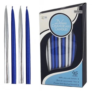 Chanukka Kerzen blau und silber metallic - Bild 1 von 1