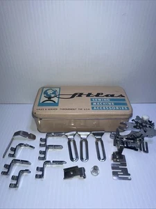 Vintage Sewing Machine Attachments Accessories Some Singer *PARTS* W/ Atlas Box - Picture 1 of 13
