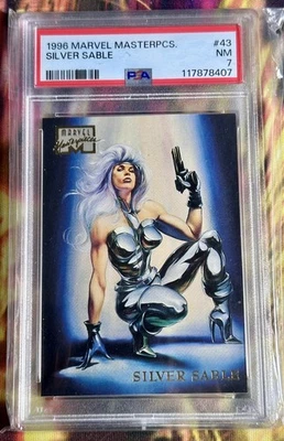 1996 Marvel Masterpieces SILVER SABLE PSA 7 #43 LOW POP Base Set Spider-Man Card - Image 1 of 2