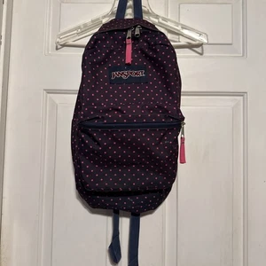 Jan sport bookbag purple with pink polkadots Vintage - Picture 1 of 13
