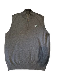 BMW Grey Cotton Blend Sweater Vest 1/4 Zip MENS Large OOBE - Picture 1 of 6