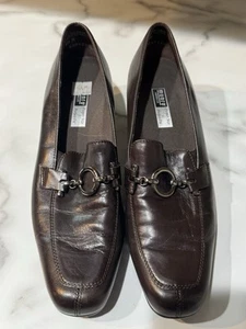 Munro Marrón Sin Cordones Cuero Mocasines Mujer Talla 8.5 M 2” Tacón Bloque Usado en Excelente Condición - Imagen 1 de 6