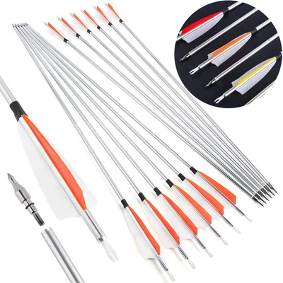 6/12 X 30'' Aluminum Arrow SP500 4'' Shield Natural Feather Shooting Archery - Image 1 of 4