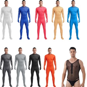 Herren Overall Kostüm Strampler Ganzkörper Dessous Langarm/Ärmellos Unterwäsche - Bild 1 von 88
