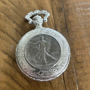 Taschenuhr 1942 Silber Walking Liberty American Historical Society Wow selten - Bild 1 von 4