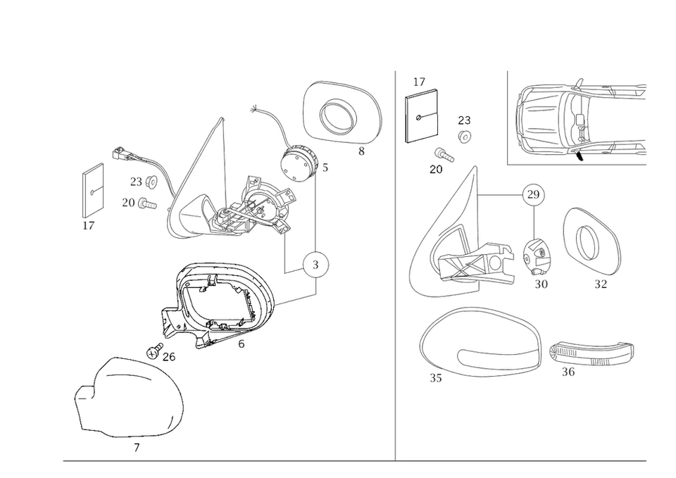 Base de espejo retrovisor original Mercedes-Benz - izquierda 163-810-21-93 Foto 1 de 1