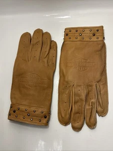Gants femme Harley Davison cuir mouton marron clair/chamel/beige taille L. - Photo 1/4