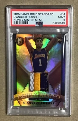 2015 Panini #14 D'Angelo Russell Gold Standard 3 Color Patch PSA 9 (MINT) /25 - Image 1 of 3