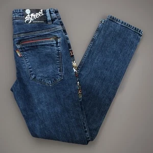 JIzo Bosatsu Men's Jeans Size 30X32 Embroidered Denim Jeans Zip Fly Blue - Picture 1 of 11