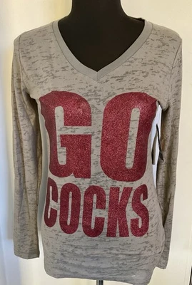University Of South Carolina Gamecocks Women’s Shirt GO COCKS Glitter Medium NWT - Image 1 of 4