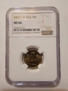 2002 SOUTH KOREA 5 WON, NGC MS 66- 013 - Picture 1 of 4