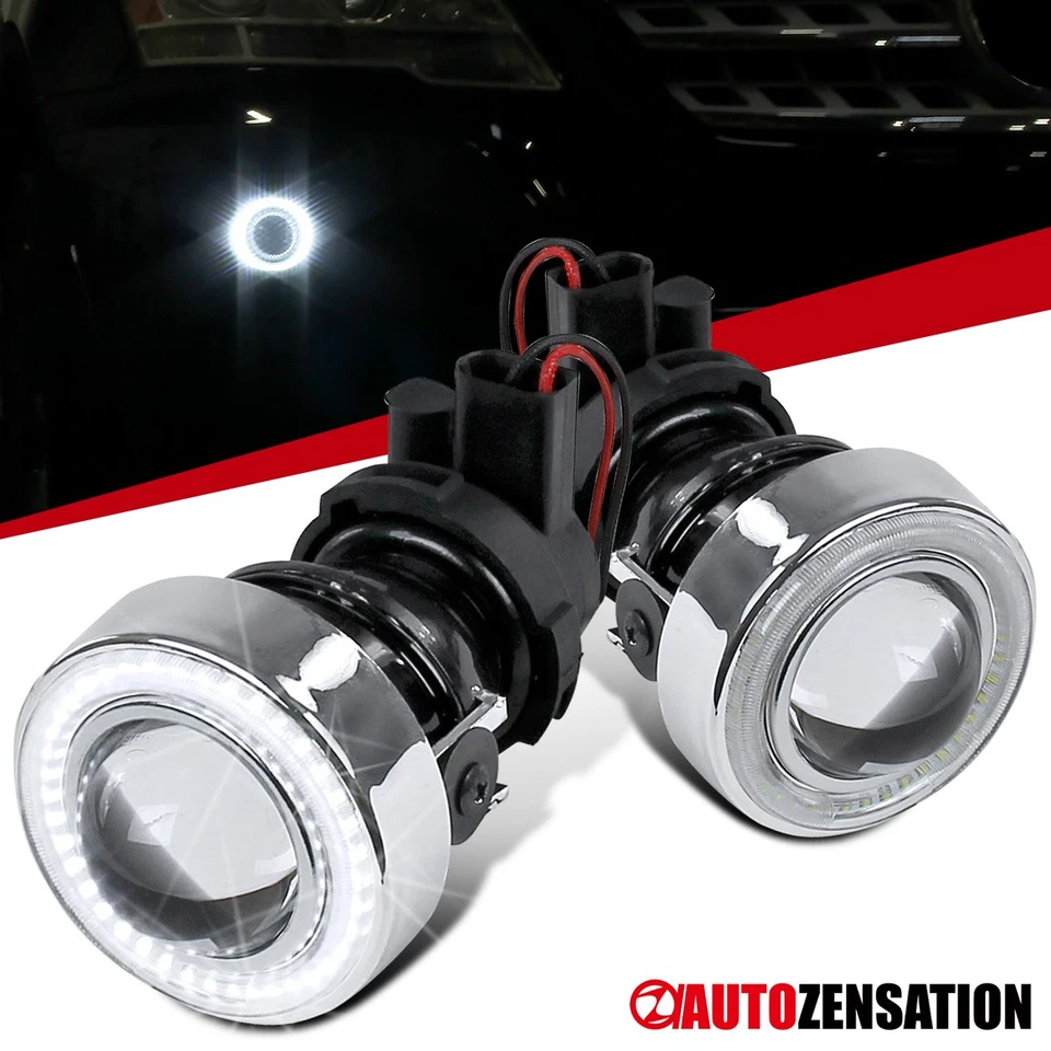 2X Glass Projector Bumper Fog Lights Driving Lamps 40-SMD LED Angel Eye Halo - Изображение 1 из 4