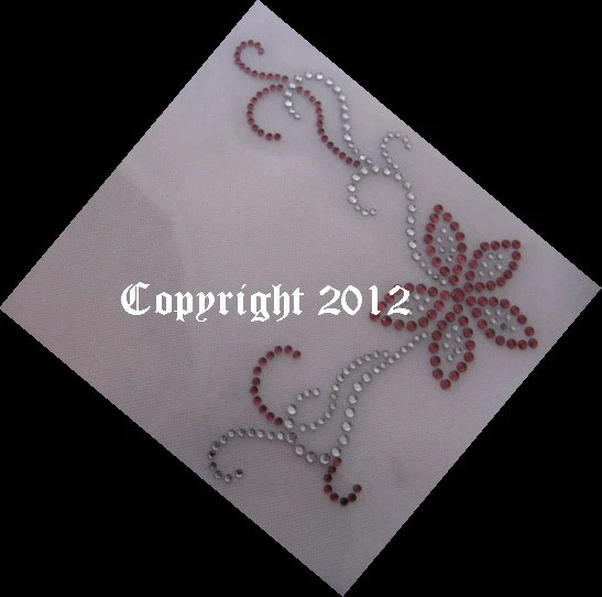 Hotfix Bügelbild Strass Eck Blüten Ranke einzeln rechts Flower Farbwahl 120131  - Bild 1 von 1