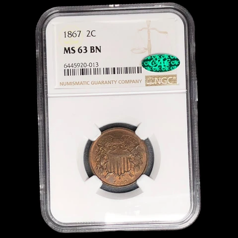 1867 NGC MS-63 Brown 2 Cent Piece RDK W0118 Cover