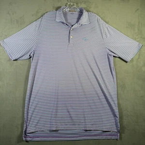 Peter Millar Poloshirt Herren L lila blau gestreift Sommer Komfort Westchester Golf - Bild 1 von 9
