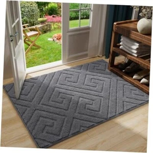Washable Indoor Door Mat Entrance, Low Profile Entry Rugs for 20" × 32" Grey - Picture 1 of 8