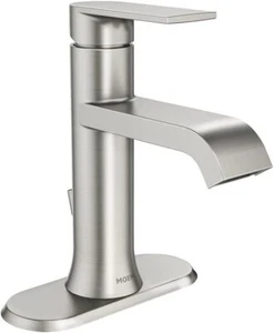 MOEN Genta Single Hole Single-Handle Bathroom Faucet in Spot Resist Brushed Nick - Picture 1 of 4