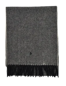 Polo Ralph Lauren Vintage Lambswool Herringbone Fringed Scarf 11" x 62" New - Picture 1 of 3