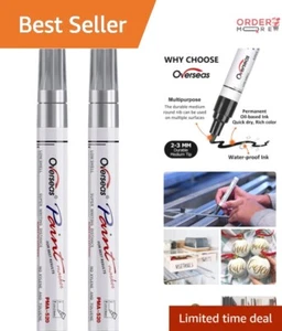 Durable Silver Paint Pens - 2 Pack Non-Toxic Medium Tip for Multi-Surface Art - Picture 1 of 9