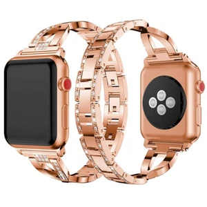 For Apple Watch Band iWatch Series 10 9 8 Ultra 7 6 SE 5 4 3 2 Bling Metal Strap - Picture 1 of 17