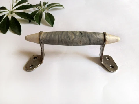 Vintage Door Handle Pull Metal Plastic Retro Home Decor Gray Marble Cover