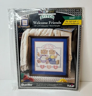 Bucilla Colorpoint Paint Stitching Welcome Friends Stitch Sampler 13"x14" - Image 1 of 4