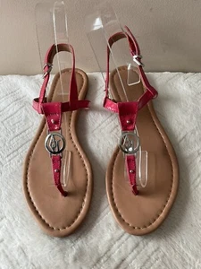 ARMANI JEANS sandalo slingback vera pelle verniciata cerise rosa punta taglia 6/39 - Foto 1 di 7