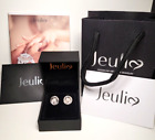 Jeulia: Sterling Silver, Spiral Shell (Lab Created Diamond) Stud Earrings-SGS.