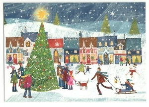 CITY TREE SCENE 4U Christmas Greeting Card w/ Envelope MG9 - Picture 1 of 3