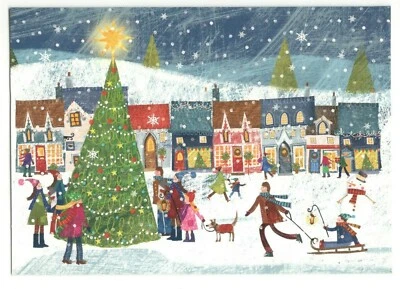 CITY TREE SCENE 4U Christmas Greeting Card w/ Envelope MG9 - Image 1 of 3