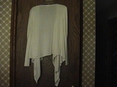 NUEVO CÁRDIGAN BLANCO MEZCLA SEDA/CASHMERE CHAL ABRIGO SUÉTER CHAQUETA XS 2-4 Foto 1 de 4