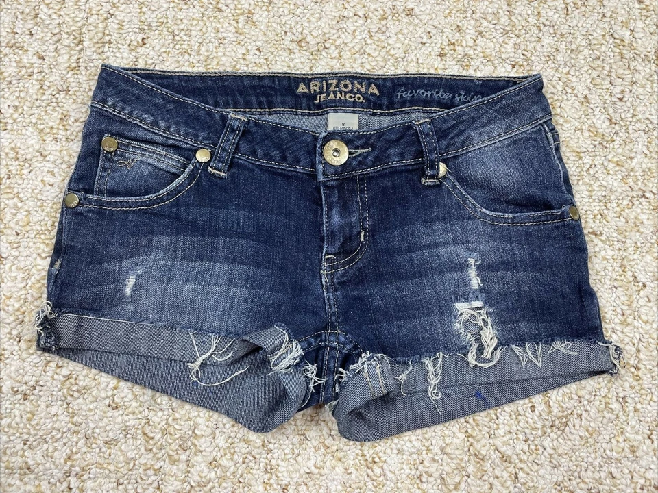 Arizona Jean Co Women's Size 3 Distressed Blue cuffed Jean Shorts  (Waist 29") - Image 1 of 4