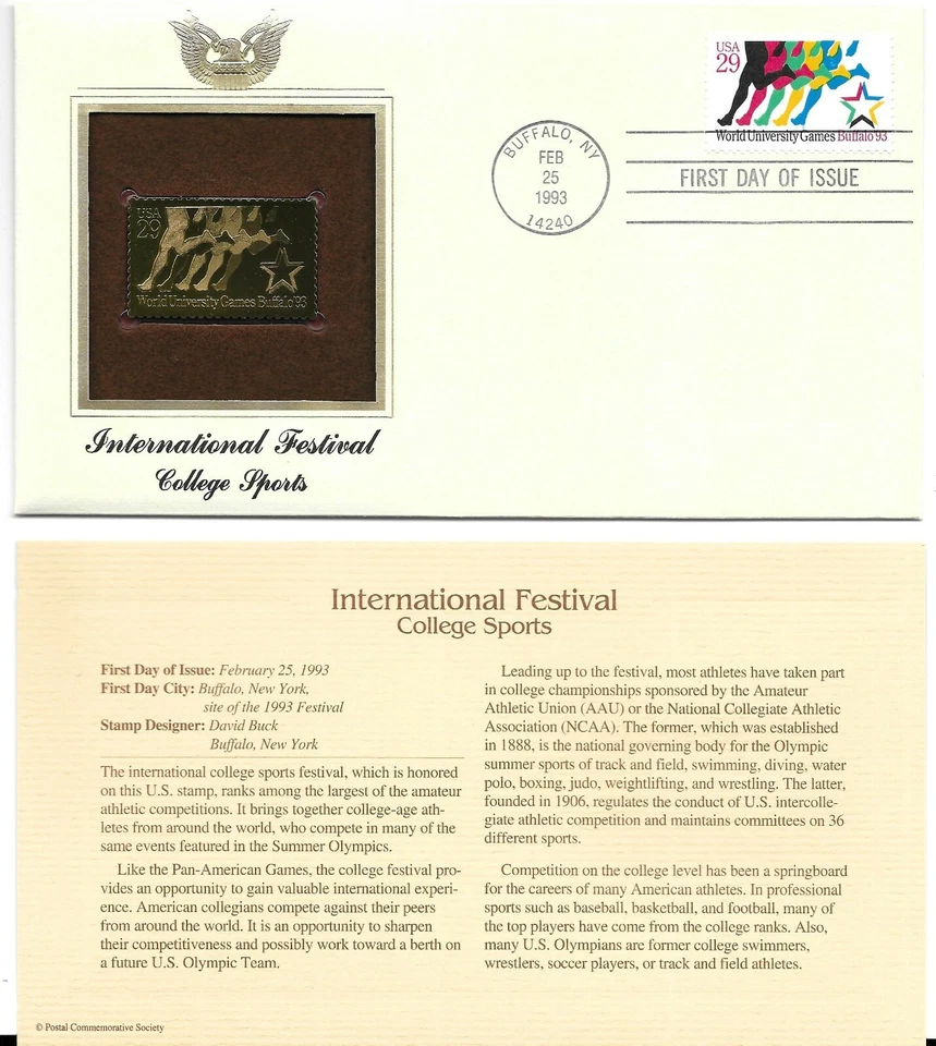 International Festival-College Sports-1st day issue-Golden Replica - Image 1 of 1