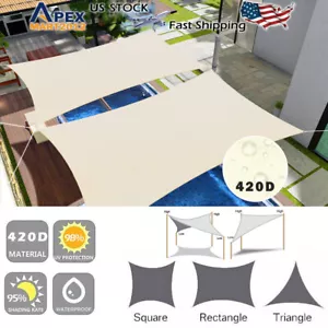 Waterproof Sun Sail Shade Patio Awning Outdoor Garden Pool Canopy Shelter Cover - Picture 1 of 13