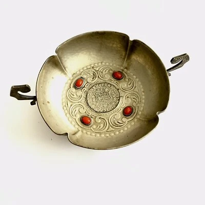 Antigua moneda colonial española Fernando VI 8 piedras preciosas cuenco probador de vino Foto 1 de 4