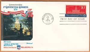 US 1974 Very Fine FDC Philadelphia Commemorating 1st Continental Congress 1774 - Picture 1 of 2