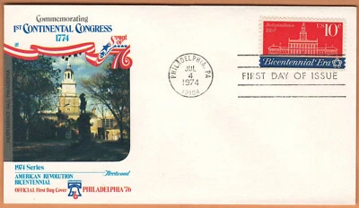 US 1974 Very Fine FDC Philadelphia Commemorating  1st Continental Congress 1774 - Image 1 of 2
