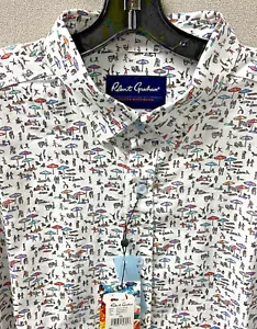 Camicia Robert Graham S/S sartoriale moderna americana Beach Bound taglia 2XL nuova con etichette - Foto 1 di 7
