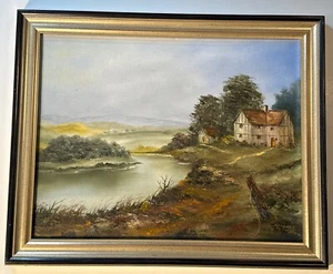 Pintura al óleo de paisaje vintage de la artista de Michigan Grand Blanc Margaret Snell - Imagen 1 de 14
