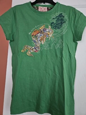 Camiseta Evisu Eu-ed Rara Verde Bordada Pequeña Foto 1 de 4
