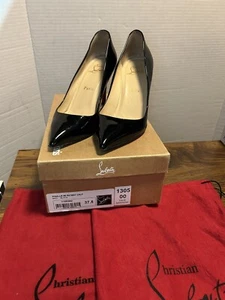 VTG Christian Louboutin Pigelle Black Patent Stiletto Pumps US Sz 7N EU 37.5 Sz - Picture 1 of 23