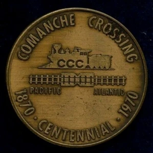 MEDALLA TREN FERROCARRIL COMANCHE CROSSING STRASBURG COLORADO CENTENARIO 1870 1970 - Imagen 1 de 2