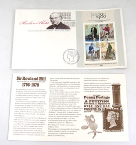 Hoja en miniatura de cubierta de primer día de Rowland Hill 1980 exposición de estampillas de Londres - Imagen 1 de 4