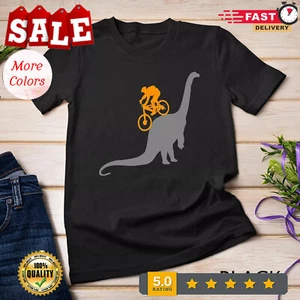 MTB Dinosaur T-Shirt Dino Bike Mountain Bicycle Sport Shirt Unisex T-shirt - Picture 1 of 20
