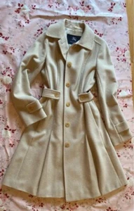 【Burberry 】Burberry London Long Coat Size 38 Angora + Wool Ivory - Picture 1 of 9