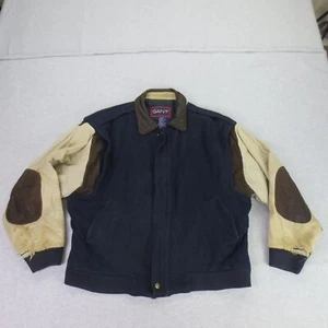 Vintage Gant Jacket Mens Large Blue Brown Wool Bomber Jacket Chore Worn Barn * - Picture 1 of 19
