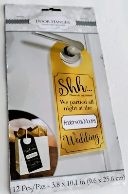 Perchas de puerta de boda para personalizar para invitados, Shh no molestar, 12 piezas, dorado Foto 1 de 4