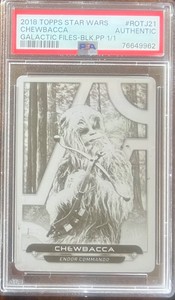 2018 RARE Star Wars Chewbacca 1/1 Black Printing Plate - Galactic Files PSA Auth
