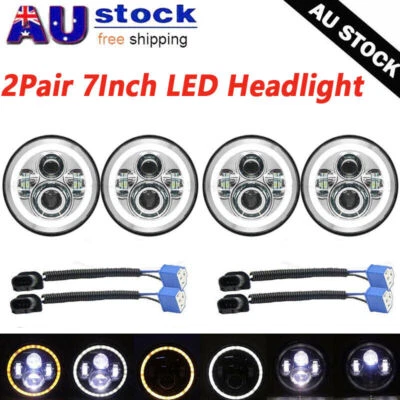 7Inch LED Headlight Chrome for Honda Jeep Kenworth Mercury Nissan Ford 2Pair/Set - image 1 of 4